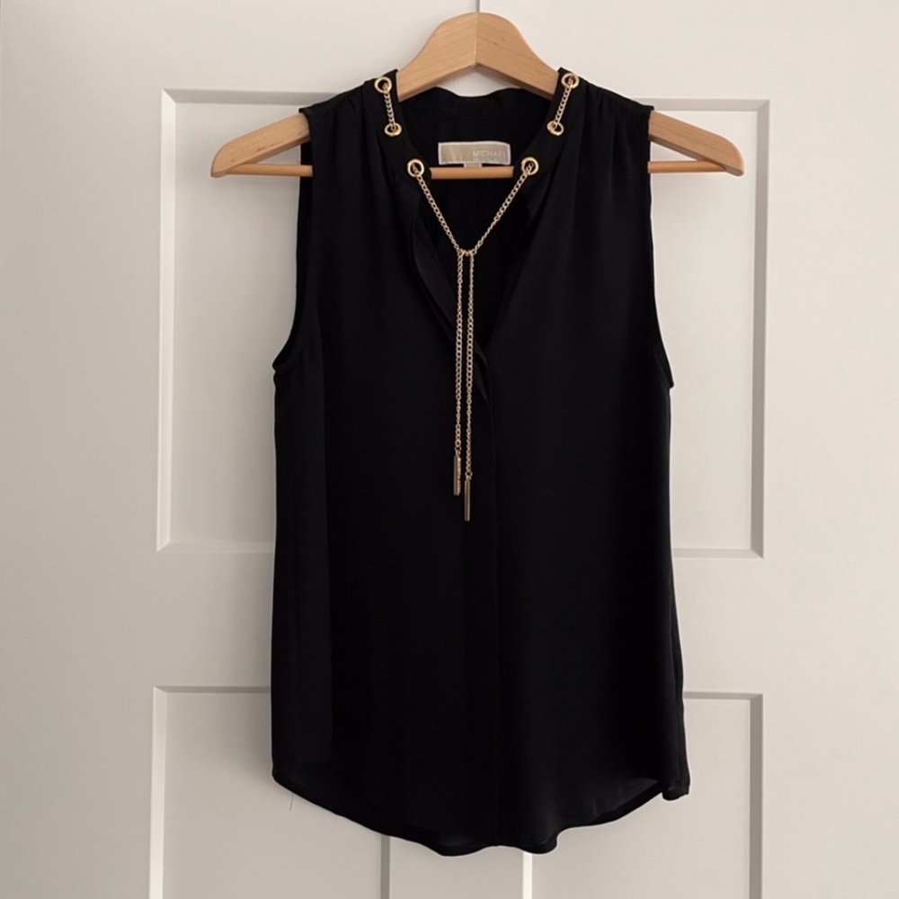 Michael Kors Silk Top with Gold chain